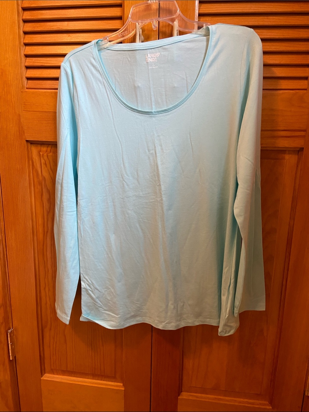 Lands' End Women's Long-Sleeve Scoop Neck Top - Pale Blue